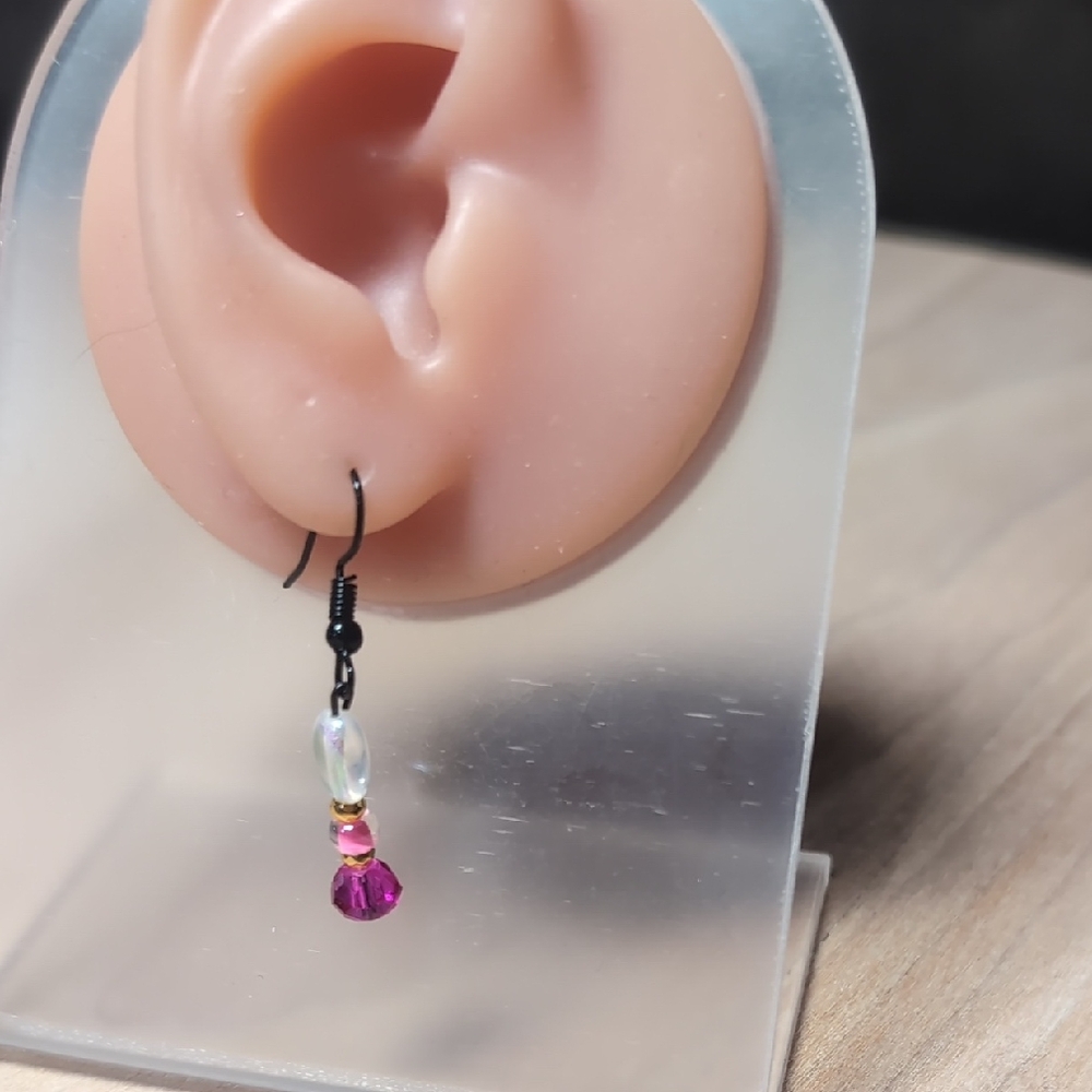 Chic Pink and White Drop Earrings